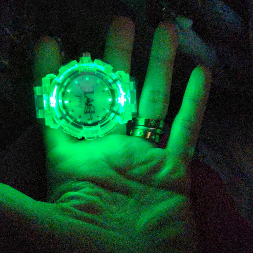 Purple Wearable Watch, Led Changing Color Lights